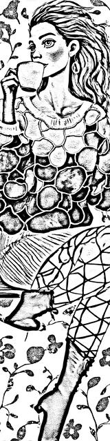 Free colorable bookmarks of sipping coffee